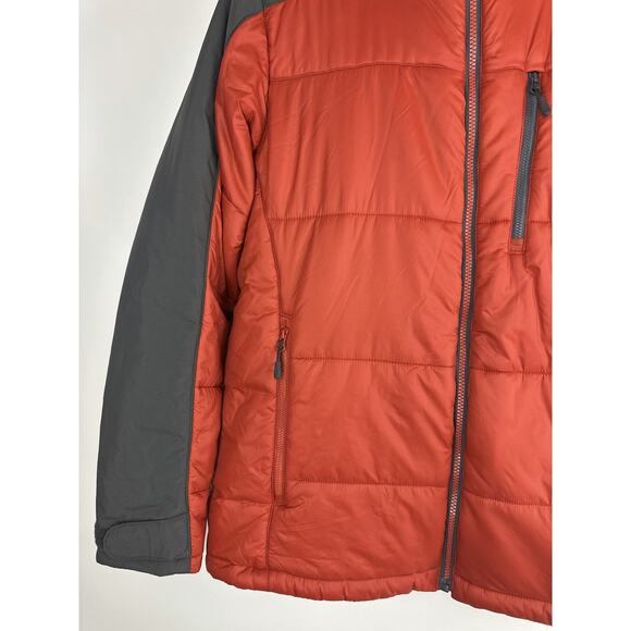 L.L. Bean Packaway Hooded Jacket Men’s Large Orange Gray Full Zip Nylon Puffer - Picture 6 of 9
